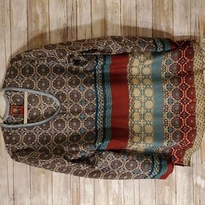 Johnny Was EUC Beautiful Silky Feel Tunic sz M